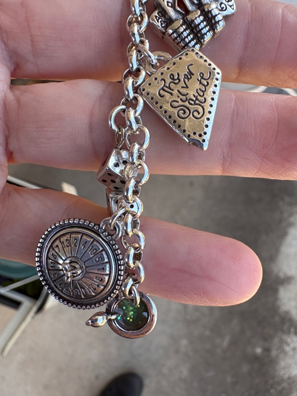 Brighton Las Vegas Nevada Silver Multi-Charm Keychain with Red Accents - Picture 4 of 6